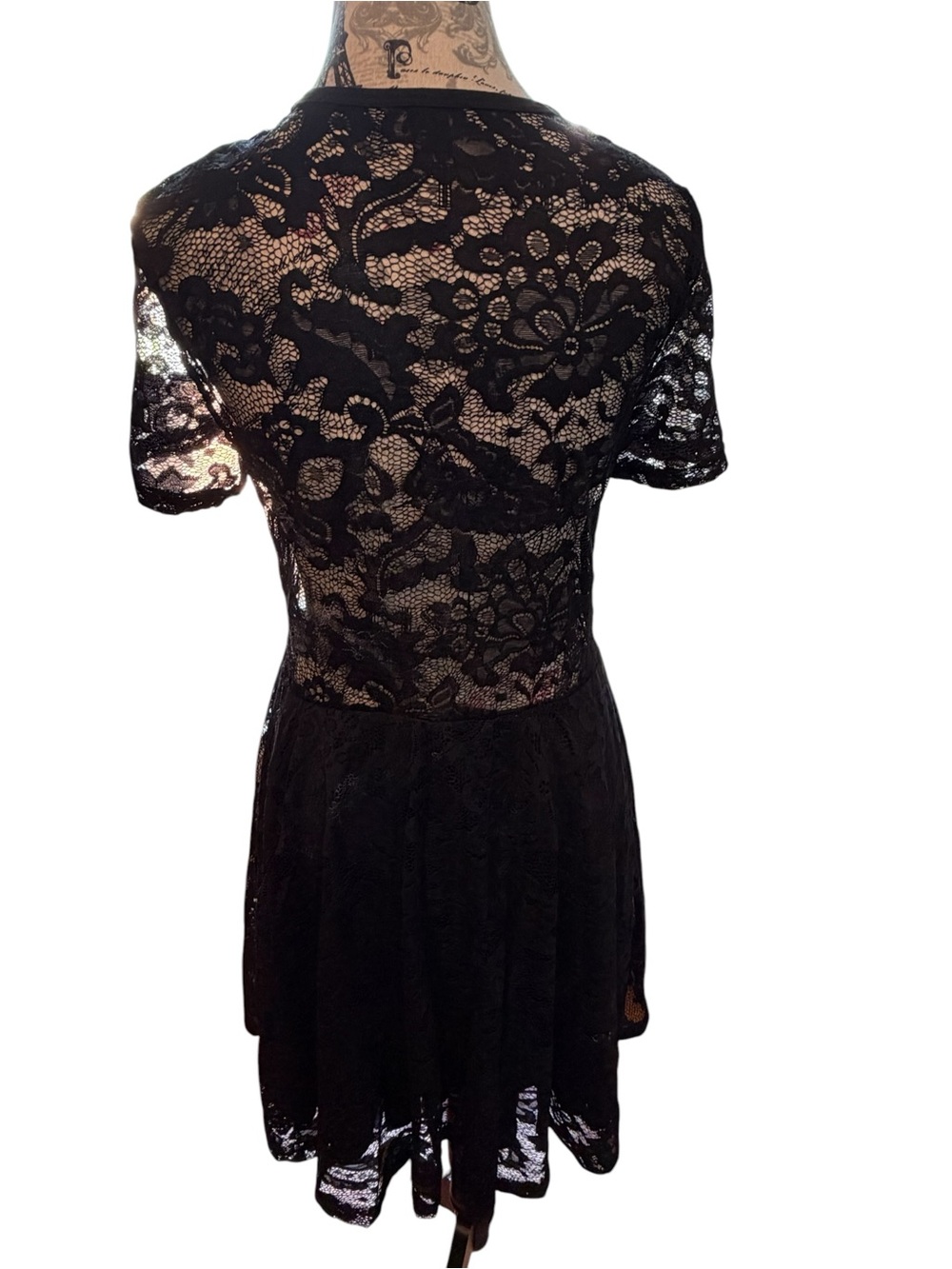Black Lace-Up Eyelet Dress - Picture 3 of 4
